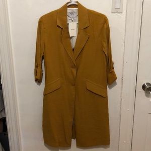 Bershka mustard yellow long blazer/trench coat